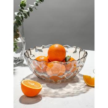 北歐水果盤家用客廳玻璃干果盤創意現代水果籃茶幾果盤零食盤新款