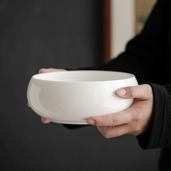 德化白瓷羊脂玉特大號茶洗陶瓷杯洗家用水孟水洗功夫茶具茶道配件
