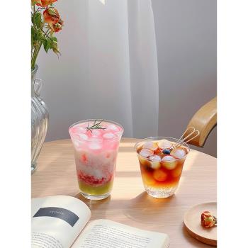 穆尼 ins風闊口玻璃咖啡杯輕薄冰美式拿鐵杯茶杯雞尾酒杯冷飲杯子