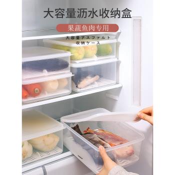 冰箱專用冷凍魚肉保鮮盒果蔬菜分類瀝水收納盒廚房密封帶蓋冷藏盒