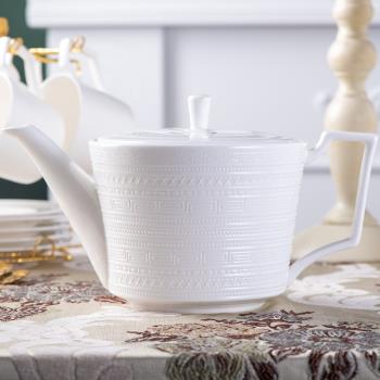 歐式咖啡杯碟套裝外貿骨瓷浮雕純白茶杯陶瓷茶具咖啡具水杯禮盒