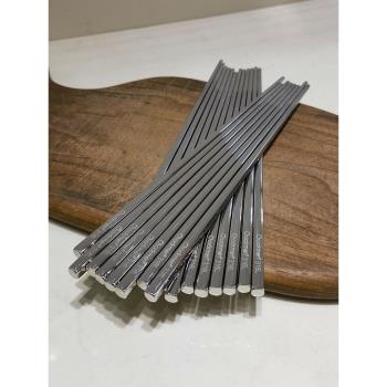 Chockmen抗菌316L不銹鋼筷子家用防滑防黴方形金屬10雙高檔禮盒裝