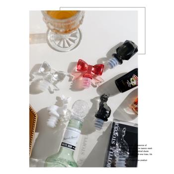 日本可愛創意紅酒瓶塞家用少女心貓咪水晶葡萄酒瓶塞硅膠密封塞