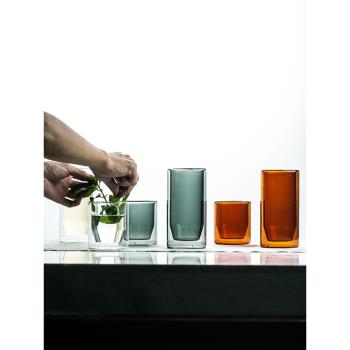 朵頤創意高硼硅玻璃杯ins風 有色玻璃杯直身雙層杯耐熱水杯家用