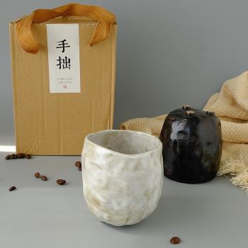 日式復古風做舊手工水杯粗陶咖啡杯陶瓷情侶馬克杯喝茶杯子禮盒裝