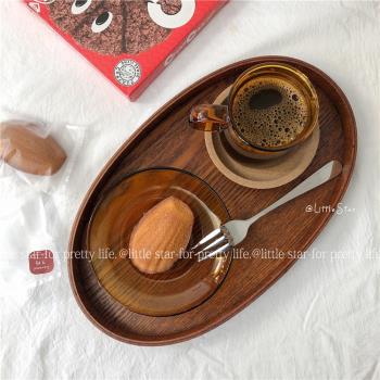 韓ins高顏值橢圓木盤咖啡店餐盤下午茶托盤水杯收納盤一人早餐盤