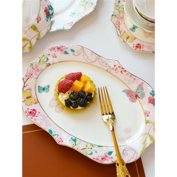 歐式家用輕奢高級感下午茶西餐盤陶瓷骨瓷水果盤蛋糕點心盤子餐具