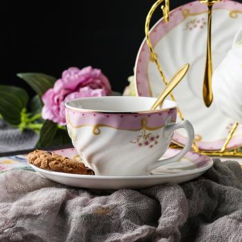 歐式陶瓷咖啡杯套裝 創意家用水杯情侶套杯下午茶茶具2件套配架勺