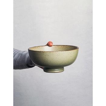 日式粗陶8英寸湯碗家用景德鎮陶瓷中式拉面碗大號復古湯碗商用