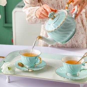 骨瓷杯碟歐式下午茶純色描金家用浮雕清秀佳人水杯茶杯咖啡杯禮盒