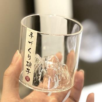 Fan home日式富士山杯子耐高溫玻璃水杯手工茶杯冰川酒杯威士忌杯