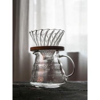 滴漏手沖咖啡壺套裝過濾器咖啡濾杯v60咖啡分享壺玻璃家用云朵壺