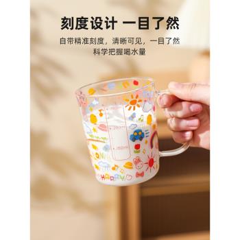 川島屋刻度牛奶杯微波爐可加熱耐高溫玻璃水杯兒童泡奶粉專用杯子