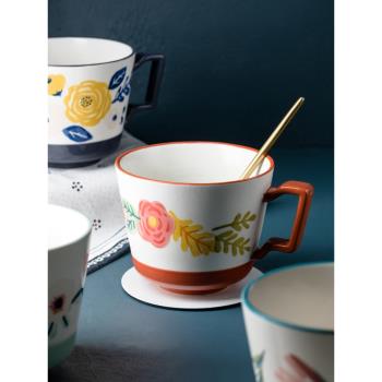 手繪日式創意咖啡杯復古陶瓷杯杯子陶瓷水杯女馬克杯家用辦公室