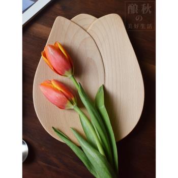 喵有型郁金香花木盤子可愛日式高顏值早餐甜點蛋糕水果托盤ins風