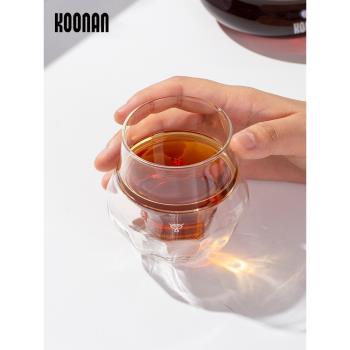 koonan便攜咖啡杯手沖雙層玻璃防燙聞香杯意式濃縮萃取陶瓷品鑒杯