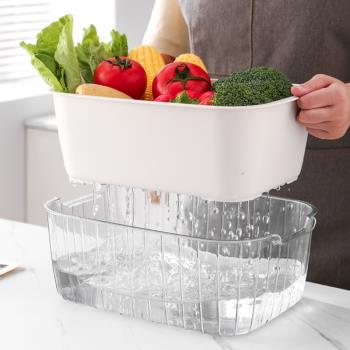 雙層瀝水籃洗菜盆廚房家用塑料客廳水果盤洗菜籃子洗水果蔬菜神器