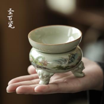 陶瓷茶漏茶葉過濾器古汝老陶泥茶慮茶隔分茶器不銹鋼過濾茶道零配