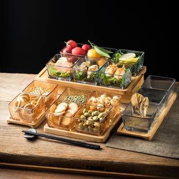 玻璃水果點心盤分格水果拼盤家用創意零食干果盤商用客廳小吃盤子