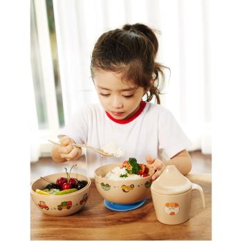 殼氏唯 稻殼寶寶輔食碗套裝兒童環保餐具韓式卡通碗耐高溫易清洗