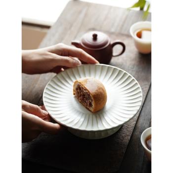 復古日式手工創意果盤家用餐廳點心水果盤供佛禪意深盤高腳乾果盤