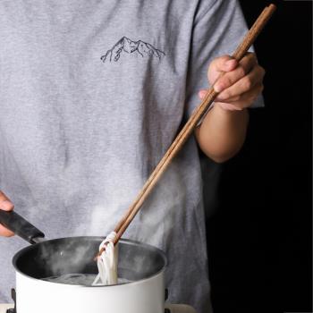 日式雞翅木火鍋筷 原木加長筷子創意油炸筷撈面筷防燙超實木筷子