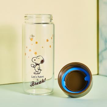 日本品牌skater斯凱達創意日式印花史努比貓咪卡通直飲耐熱玻璃杯