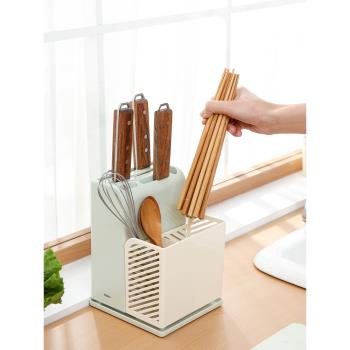 刀架筷子籠一體家用置物架廚房刀具收納盒瀝水防霉多功能餐具簍筒