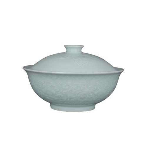 景德鎮中式復古仿宋宴青瓷陶瓷碗影青雕刻瓷青釉餐具湯碗蓋碗湯勺|碗