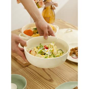 陶瓷碗家用2023新款奶油風吃飯碗單個高顏值米飯碗大面碗湯碗餐具