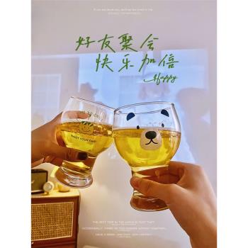 韓式ins風精釀啤酒杯網紅扎啤杯可愛大肚玻璃杯女士果汁杯飲料杯