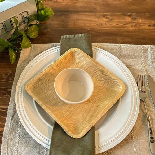 一次性盤子棕櫚葉戶外野餐盤酒店環保可降解6寸8寸魚盤刀叉勺套裝