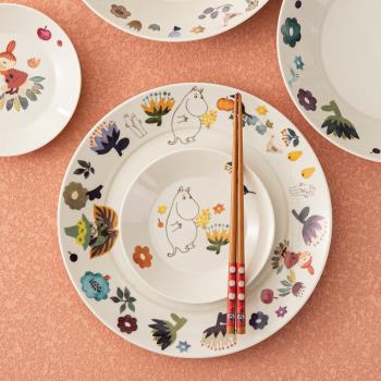 姆明Moomin早餐盤陶瓷盤子日本進口菜盤平盤陶瓷圓盤點心盤小碟子