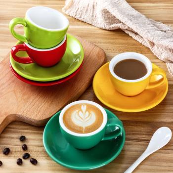 加厚彩色陶瓷意式標準咖啡杯碟套裝 特濃espresso濃縮咖啡杯75ml