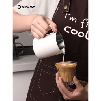 guokavo 打奶缸家用不銹鋼拉花杯專業尖嘴咖啡拉花缸奶泡缸拉花壺