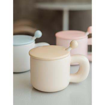 奶fufu陶瓷杯子女ins牛奶咖啡喝水杯辦公室家用情侶馬克杯帶蓋勺