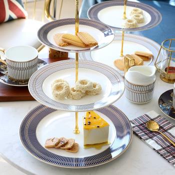 歐式三層點心盤水果盤客廳家用輕奢精致陶瓷雙層蛋糕下午茶甜品臺