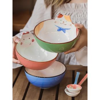 兒童陶瓷碗可愛日式泡面碗高顏值少女心學生個人專用飯碗大號家用