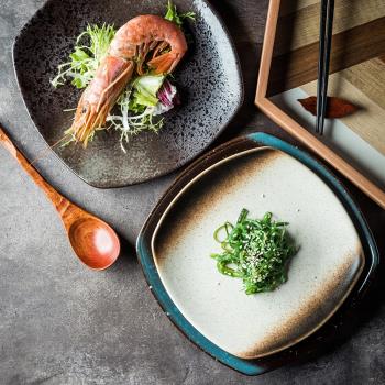 日式單個淺盤陶瓷盤子 家用菜盤壽司刺身盤方形盤 配菜點心盤大盤