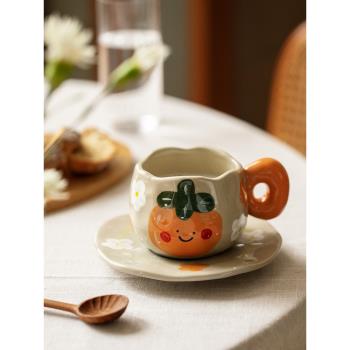 日式粗陶可愛咖啡杯辦公室家用馬克杯水杯杯子女生高顏值陶瓷套裝