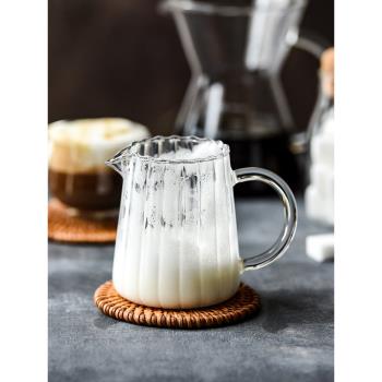 日式簡約手工條紋小奶壺 耐熱玻璃奶杯 分茶器 公道杯奶罐 超輕薄
