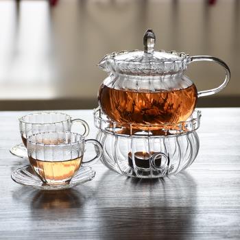 超輕薄復古玻璃茶壺下午茶茶具輕奢套裝養生煮泡水果花茶壺可加熱