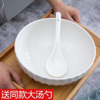 創意個性陶瓷湯碗大號家用12寸水煮魚大碗商用酸菜魚盆白色吃面碗