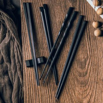 創意合金筷子 好看的日式尖頭筷子餐飲具碗筷 黑色高檔防滑家用
