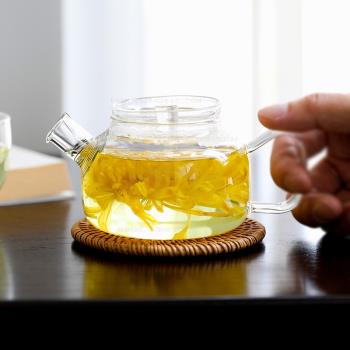 手工迷你玻璃花茶壺透明耐熱玻璃小茶壺耐高溫過濾茶壺功夫茶茶壺