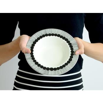 INS芬蘭西餐盤北歐風格盤子8寸早餐盤 骨瓷菜盤平盤甜品拍照美器