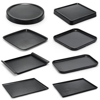 黑色日式密胺托盤長方形創意塑料盤子燒烤店壽司盤子擺盤餐具商用
