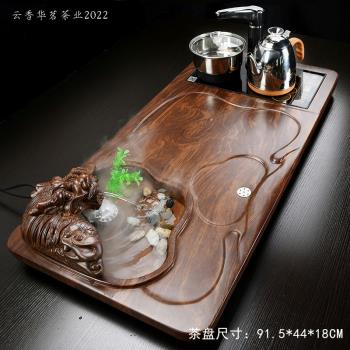 實木烏金石茶盤功夫茶具套裝整塊家用簡約瓷石盤茶臺茶海茶盤客廳