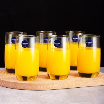 樂美雅透明玻璃杯家用喝水杯子果汁杯可微波爐加熱耐熱水杯6只裝