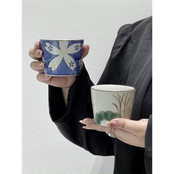 日式復古陶瓷拉花咖啡杯ins風手繪花卉拿鐵杯卡布奇諾早餐牛奶杯